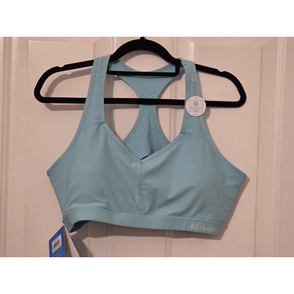Columbia Women's High Impact Sports Bra, blue Omni-Freeze Zero design, Size L